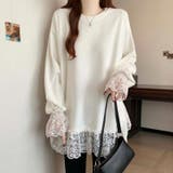 レース切り替えチュニックトップス レーストップス オーバーサイズ | COCOMOMO | 詳細画像5