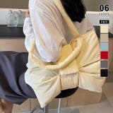 アイボリー | ふわっと軽く、きゅっと可愛いリボンパファーバッグ ビッグリボンバッグ | COCOMOMO