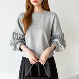 カジュアルに、ほんのりフェミニン。パールギャザースウェットトップス トレーナー | COCOMOMO | 詳細画像10