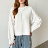 カジュアルに、ほんのりフェミニン。パールギャザースウェットトップス トレーナー | COCOMOMO | 詳細画像12