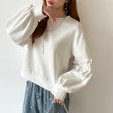 カジュアルに、ほんのりフェミニン。パールギャザースウェットトップス トレーナー | COCOMOMO | 詳細画像13
