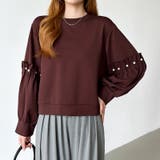 カジュアルに、ほんのりフェミニン。パールギャザースウェットトップス トレーナー | COCOMOMO | 詳細画像22