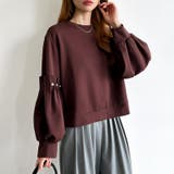 カジュアルに、ほんのりフェミニン。パールギャザースウェットトップス トレーナー | COCOMOMO | 詳細画像23