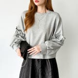 カジュアルに、ほんのりフェミニン。パールギャザースウェットトップス トレーナー | COCOMOMO | 詳細画像3