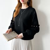 カジュアルに、ほんのりフェミニン。パールギャザースウェットトップス トレーナー | COCOMOMO | 詳細画像34