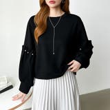 カジュアルに、ほんのりフェミニン。パールギャザースウェットトップス トレーナー | COCOMOMO | 詳細画像37