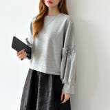 カジュアルに、ほんのりフェミニン。パールギャザースウェットトップス トレーナー | COCOMOMO | 詳細画像5