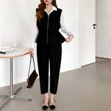 オンオフ寄り添う、ペプラムベストセットアップ ペプラム パンツセットアップ | COCOMOMO | 詳細画像33 