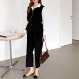 オンオフ寄り添う、ペプラムベストセットアップ ペプラム パンツセットアップ | COCOMOMO | 詳細画像34 