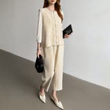 オンオフ寄り添う、ペプラムベストセットアップ ペプラム パンツセットアップ | COCOMOMO | 詳細画像4 