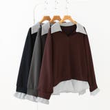 一枚でレイヤード風コーデに。ドッキングシャツ 襟付きVネックトップス 重ね着風 | COCOMOMO | 詳細画像14