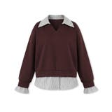 一枚でレイヤード風コーデに。ドッキングシャツ 襟付きVネックトップス 重ね着風 | COCOMOMO | 詳細画像18