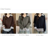 一枚でレイヤード風コーデに。ドッキングシャツ 襟付きVネックトップス 重ね着風 | COCOMOMO | 詳細画像16 