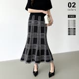 ブラック | 女性らしさを引き立てる、チェックマーメイドスカート チェックスカート マーメイド… | COCOMOMO