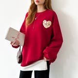 後ろ姿まで可愛い。サガラ刺繍ハートロゴトレーナー スウェット ロゴトレーナー | COCOMOMO | 詳細画像12 