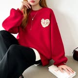 後ろ姿まで可愛い。サガラ刺繍ハートロゴトレーナー スウェット ロゴトレーナー | COCOMOMO | 詳細画像14 