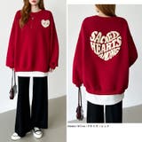 後ろ姿まで可愛い。サガラ刺繍ハートロゴトレーナー スウェット ロゴトレーナー | COCOMOMO | 詳細画像16 