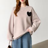 後ろ姿まで可愛い。サガラ刺繍ハートロゴトレーナー スウェット ロゴトレーナー | COCOMOMO | 詳細画像2 