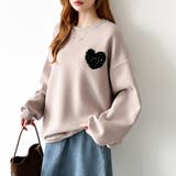 後ろ姿まで可愛い。サガラ刺繍ハートロゴトレーナー スウェット ロゴトレーナー | COCOMOMO | 詳細画像3 