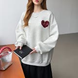 後ろ姿まで可愛い。サガラ刺繍ハートロゴトレーナー スウェット ロゴトレーナー | COCOMOMO | 詳細画像30 