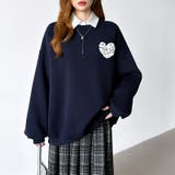 後ろ姿まで可愛い。サガラ刺繍ハートロゴトレーナー スウェット ロゴトレーナー | COCOMOMO | 詳細画像31 