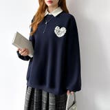 後ろ姿まで可愛い。サガラ刺繍ハートロゴトレーナー スウェット ロゴトレーナー | COCOMOMO | 詳細画像32 