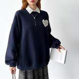 後ろ姿まで可愛い。サガラ刺繍ハートロゴトレーナー スウェット ロゴトレーナー | COCOMOMO | 詳細画像33 