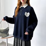 後ろ姿まで可愛い。サガラ刺繍ハートロゴトレーナー スウェット ロゴトレーナー | COCOMOMO | 詳細画像37 