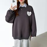 後ろ姿まで可愛い。サガラ刺繍ハートロゴトレーナー スウェット ロゴトレーナー | COCOMOMO | 詳細画像45 