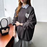 後ろ姿まで可愛い。サガラ刺繍ハートロゴトレーナー スウェット ロゴトレーナー | COCOMOMO | 詳細画像48 