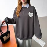 後ろ姿まで可愛い。サガラ刺繍ハートロゴトレーナー スウェット ロゴトレーナー | COCOMOMO | 詳細画像49 