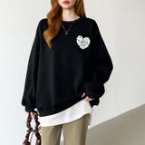 後ろ姿まで可愛い。サガラ刺繍ハートロゴトレーナー スウェット ロゴトレーナー | COCOMOMO | 詳細画像51 