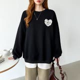 後ろ姿まで可愛い。サガラ刺繍ハートロゴトレーナー スウェット ロゴトレーナー | COCOMOMO | 詳細画像57 