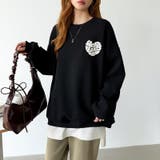 後ろ姿まで可愛い。サガラ刺繍ハートロゴトレーナー スウェット ロゴトレーナー | COCOMOMO | 詳細画像58 