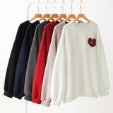 後ろ姿まで可愛い。サガラ刺繍ハートロゴトレーナー スウェット ロゴトレーナー | COCOMOMO | 詳細画像59 