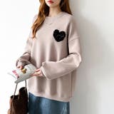 後ろ姿まで可愛い。サガラ刺繍ハートロゴトレーナー スウェット ロゴトレーナー | COCOMOMO | 詳細画像6 