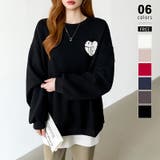 ブラック | 後ろ姿まで可愛い。サガラ刺繍ハートロゴトレーナー スウェット ロゴトレーナー | COCOMOMO