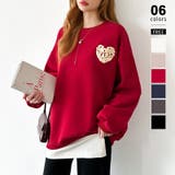 レッド | 後ろ姿まで可愛い。サガラ刺繍ハートロゴトレーナー スウェット ロゴトレーナー | COCOMOMO