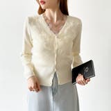 華やかレースで品よく彩る。レースネックカーディガン レース襟 カーディガン | COCOMOMO | 詳細画像16