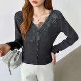 華やかレースで品よく彩る。レースネックカーディガン レース襟 カーディガン | COCOMOMO | 詳細画像2