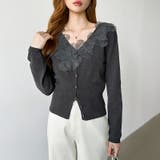 華やかレースで品よく彩る。レースネックカーディガン レース襟 カーディガン | COCOMOMO | 詳細画像5