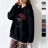 ブラック | 着るだけで今っぽい、デイリーに使えるカレッジロゴパーカー オーバーサイズ パーカー | COCOMOMO