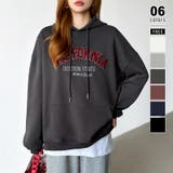 ダークグレー | 着るだけで今っぽい、デイリーに使えるカレッジロゴパーカー オーバーサイズ パーカー | COCOMOMO