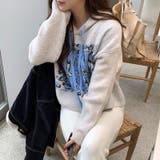 ロゴジャガードニットパーカー ロゴパーカー レオパード柄 | COCOMOMO | 詳細画像1