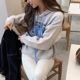 ロゴジャガードニットパーカー ロゴパーカー レオパード柄 | COCOMOMO | 詳細画像4