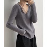 パールチュールvネックトップス レースニット vネックニット | COCOMOMO | 詳細画像9