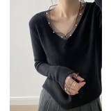 パールチュールvネックトップス レースニット vネックニット | COCOMOMO | 詳細画像11