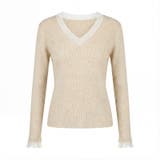 パールチュールvネックトップス レースニット vネックニット | COCOMOMO | 詳細画像19