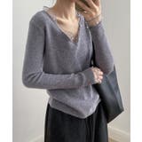 パールチュールvネックトップス レースニット vネックニット | COCOMOMO | 詳細画像8