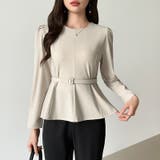 ベルト付きペプラムブラウス ブラウス ペプラムトップス | COCOMOMO | 詳細画像2 